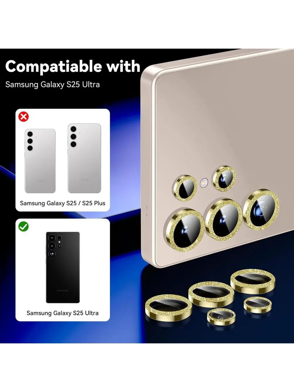 For Samsung Galaxy S24/S24+/S25 Ultra Tempered Glass Camera Lens Protector